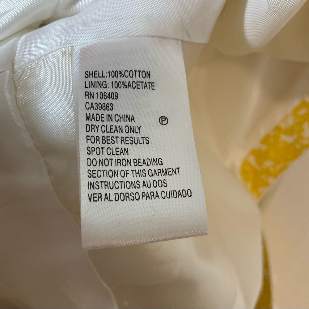 Tahari Arthur S. Levine Sunny Yellow & White Sheath Dress Beaded Necklin… - Picture 12 of 12